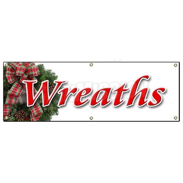 Signmission WREATH BANNER SIGN WREATH BANNER SIGN christmas xmas x-mas holiday trees B-72 Wreath - main